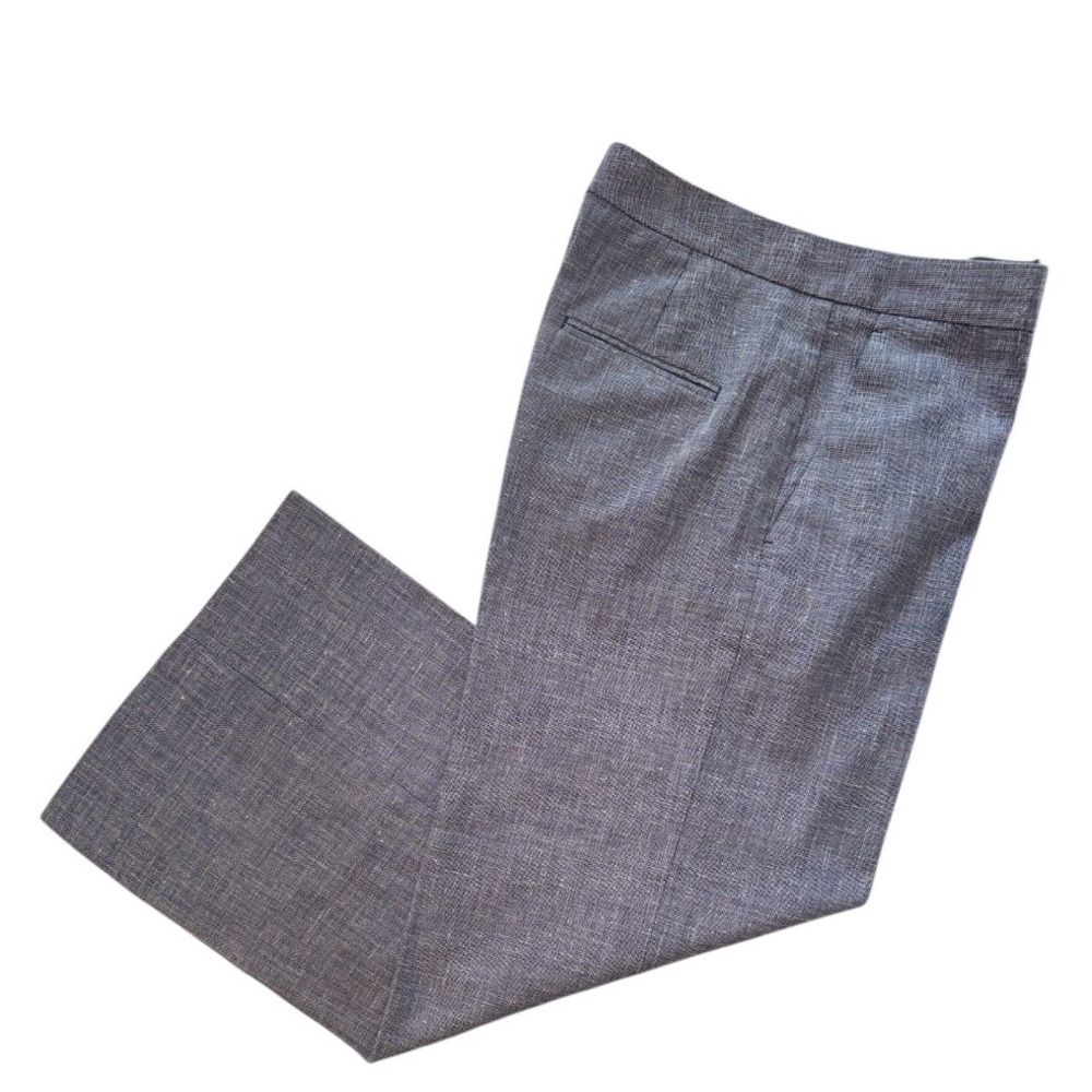 EUC ANN TAYLOR Cotton-Linen Textured Wide Leg Trousers In Blue-Gray Size 2 - Picture 3 of 9